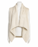 Ivory Rabbit Fur Knit Waterfall Vest – Size 38 ladies