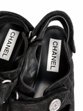 Chanel Suede Leather Dad Sandals in Black Size 38 1/2 UK 5.5 US 8.5 ladies