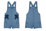 Stella McCartney Kids Denim Overalls with Embroidered Palm Trees Size 10 years children