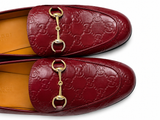 Gucci Jordan loafers in burgundy leather with embossed GG logo shoes size 38 1/2 ladies