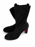 Christian Louboutin Black Suede Gena Mid Calf Boots Size 38 1/2 ladies