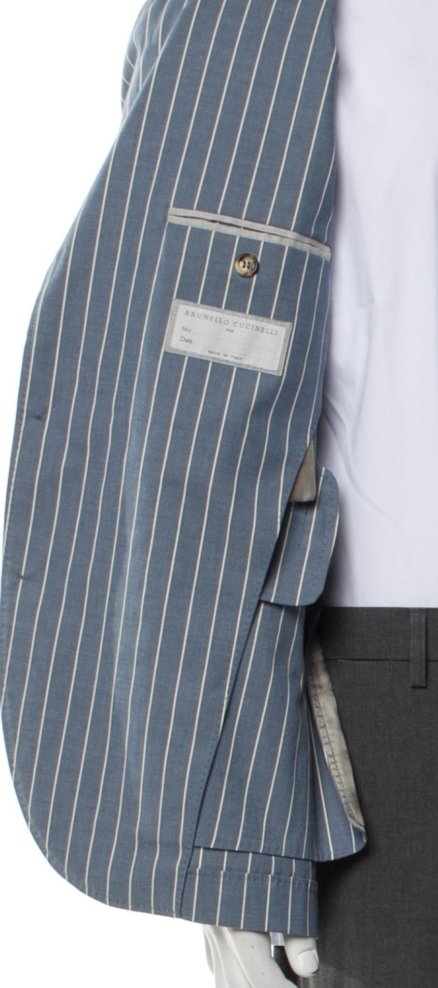 Brunello Cucinelli single-breasted striped blazer jacket size 48 men