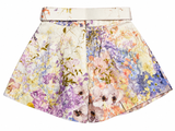 Zimmermann Rhythmic Tuck High-Waisted Floral Linen Shorts – Size 2 / UK 12  ladies