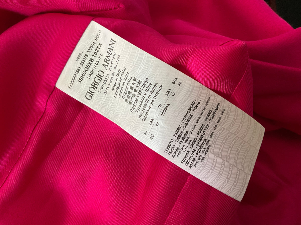 Giorgio Armani Virgin Wool Tuxedo Blazer In Solid Medium Pink Size I 40 UK 8 US 4 Small ladies