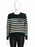 Zadig & Voltaire Crystal Embellished Cashmere Striped Pullover ladies
