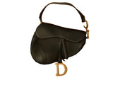 CHRISTIAN DIOR Calfskin Saddle Bag in Black Leather Bag Handbag ladies