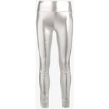 Sprwmn Silver Metallic Leather High-Waisted Leggings Pants Trousers Size S small ladies