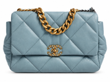 Chanel 19 Medium Quilted Lambskin Leather Flap Bag – Dusty Teal Blue ladies