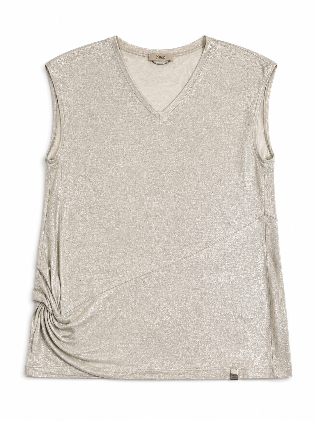 Herno Metallic Gold Linen Blend Top – Size IT 42 US 6 UK 10 ladies