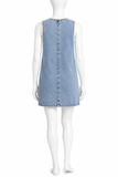 FRAME Crochet Tide Organic Cotton-Blend Denim Mini Dress ladies