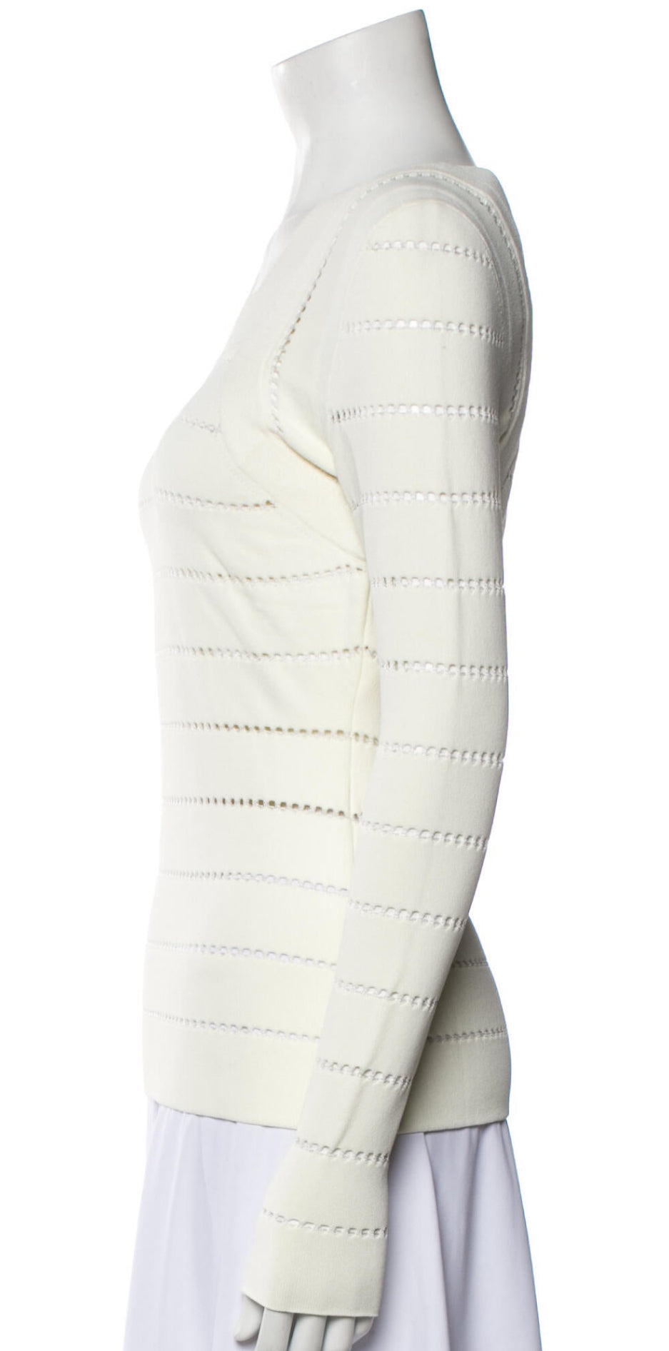 NARCISO RODRIGUEZ Jumper Size IT 42 Thin Knit Sheer Grid Stripes Top ladies