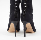 Jimmy Choo Black Mesh Over-the-Knee Peep-Toe Stiletto Boots – Size 37 ladies