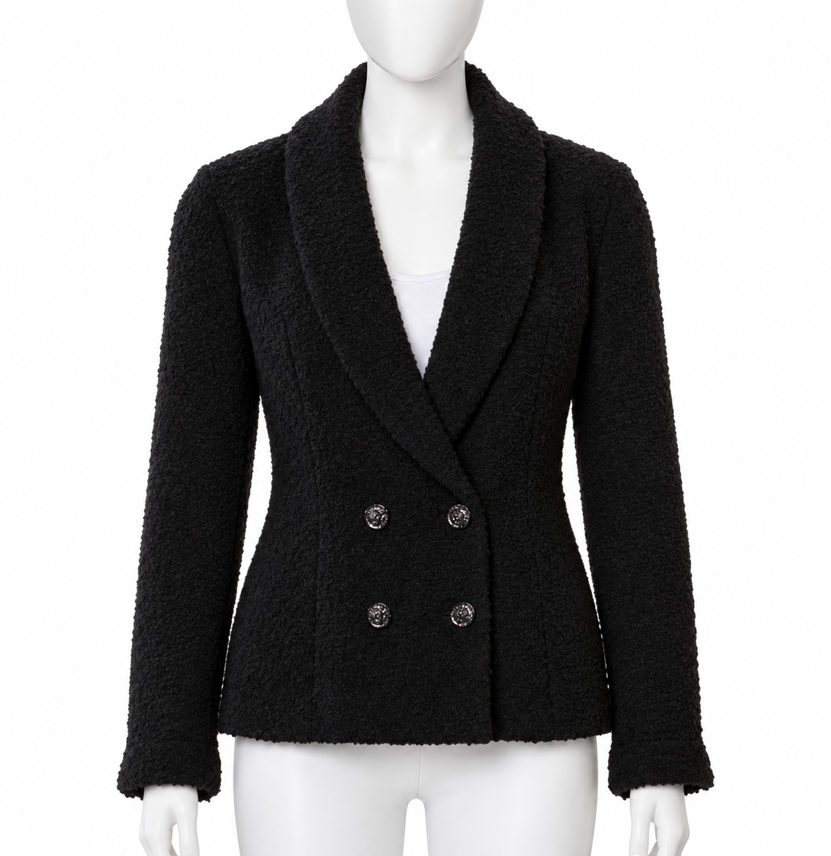 Chanel La Petite Veste Noire Black Bouclé Wool Jacket – Pre-Fall 2022/2023  – Size 40 ladies