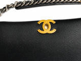 Chanel 19 Maxi Flap Bag – Black Lambskin Leather Handbag ladies