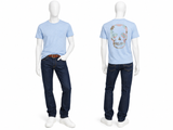 Zadig & Voltaire Stockholm Skull Print Sky Blue Cotton T-Shirt Size M men