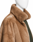 Yves Salomon Army Reversible Mink Fur & Technical Fabric Parka Coat – Khaki / Pastel – Size FR 32 ladies