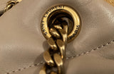 YSL Saint Laurent Lambskin Quilted Small Loulou Puffer Monogram Chain Satchel Beige Ladies