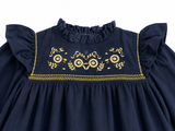 Bonpoint Navy Wool Cotton Embroidered Dress size 14 years children