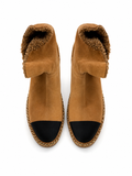 Chanel Kid Suede Shearling Cap Toe Chain Short Boots size 38 ladies