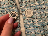 Chanel 2019 Cruise LA PAUSA Fantasy Tweed Blazer Jacket White Blue Light blue ladies