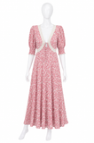 RIXO Amina Lace-Trim Floral Midi Dress – Pink – UK 12 US 8 ladies