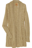 Tory Burch Gold Metallic Cable Knit Chunky Open Front Long Cardigan Size S small ladies