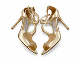 Jimmy Choo Metallic Gold Leather Strappy Stiletto Heel Sandals EU 36 ladies
