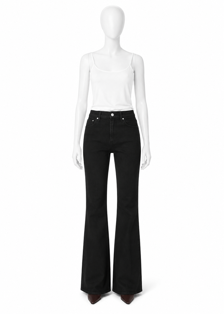 Mango Violet Flared High-Rise Jeans – Black ladies