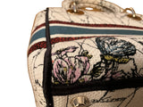 Christian Dior Canvas Embroidered Medium Lady D-Lite Ecru Multicolor Bag Handbag ladies