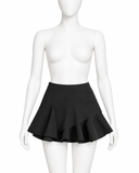 Victoria Beckham Black Wool Asymmetric Ruffle Mini Skirt UK 6 ladies