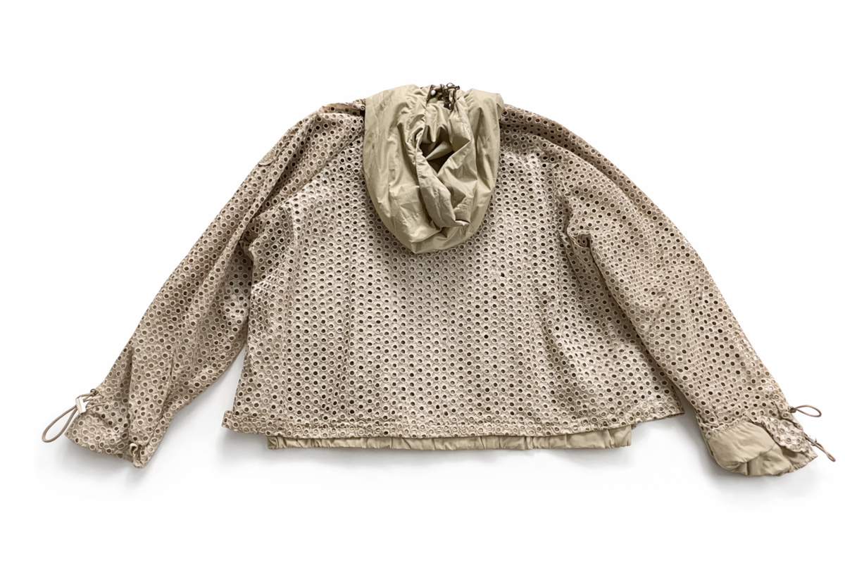 Moncler Guesclin Broderie Anglaise Drawcord Light Jacket Size 2 ladies