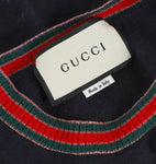 Gucci Navy Web Trim Wool Knit Pullover Sweater Jumper Size XS ladies