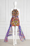 Camilla Frank Silk Rainbow Warrior sheer Overlay Dress size S small ladies