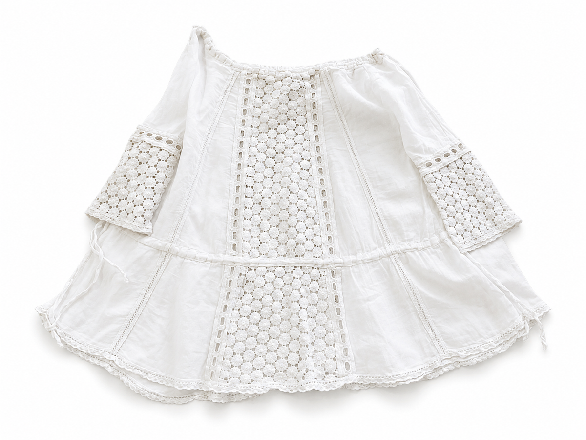 SUNDAY SAINT-TROPEZ Linen Embroidered White cover up dress One Size Fits All LADIES