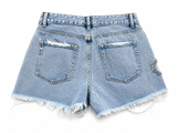 O mai now or never denim shorts crystals embellished Size L large ladies