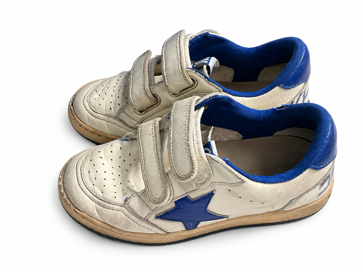 Golden Goose Ball Star Junior Leather Trainers – White & Blue children
