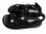 Chanel Suede Leather Dad Sandals in Black Size 38 1/2 UK 5.5 US 8.5 ladies