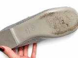 Chanel CC Cap Toe Mary Jane Flats – Silver Glitter – Size EU 38.5 ladies