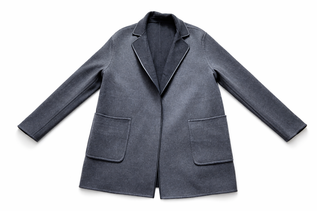 LORO PIANA blue & navy cashmere JIMI REVERSIBLE LEATHER TRIM Jacket Size S ladies