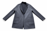 LORO PIANA blue & navy cashmere JIMI REVERSIBLE LEATHER TRIM Jacket Size S ladies