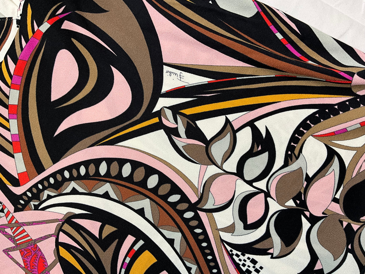 Emilio Pucci White Brown Red Pink Grasshopper Print A-Line Mini Dress Size I 40 ladies