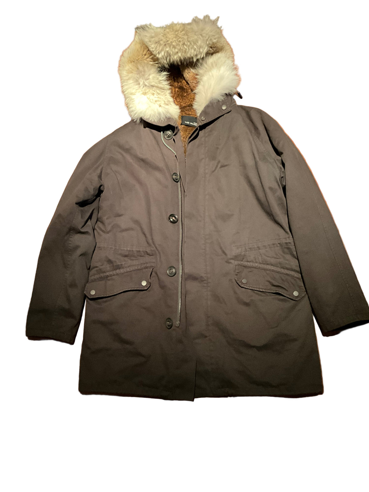 YVES SALOMON PARKA ICONIC FUR LINEN JACKET SIZE 48 MEN
