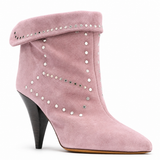 Isabel Marant Lisbo Studded Story Short Boots in Lilac Suede Leather Size 38 ladies