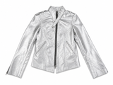 Secret Circus Silver Leather Crystals Biker Jacket size XS ladies