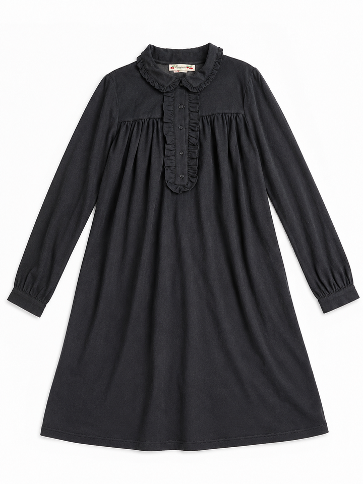 Bonpoint Brode main Hand embroidered navy wool blend dress size 14 years children