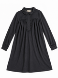 Bonpoint Brode main Hand embroidered navy wool blend dress size 14 years children