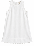 M&S White Linen-Blend Scalloped Mini Dress ladies