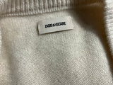 Zadig & Voltaire Mikyz Cream Cashmere V-Neck Jumper with Rhinestone Wings ladies