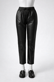 Kujten Lisa Black leather joggers pants trousers Size M medium ladies