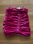 Zara Womens Hot Pink Draped Velvet Stretch Body Con Mini Skirt Size S Small ladies